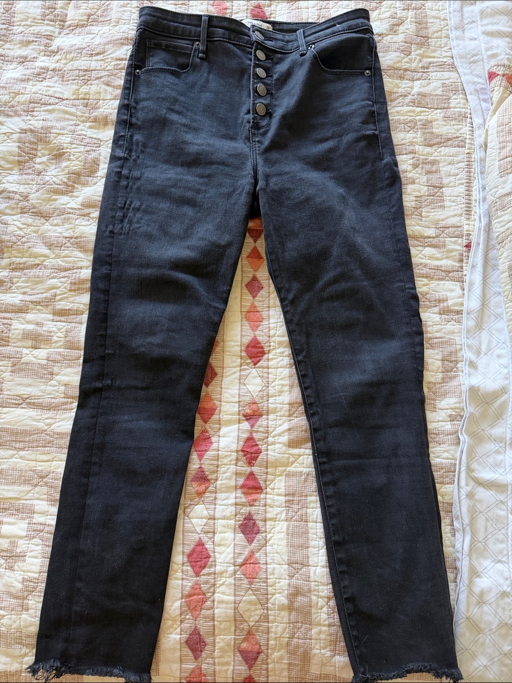 Abercrombie & Fitch Black High-Rise Skinny Jeans with Button-Fly
